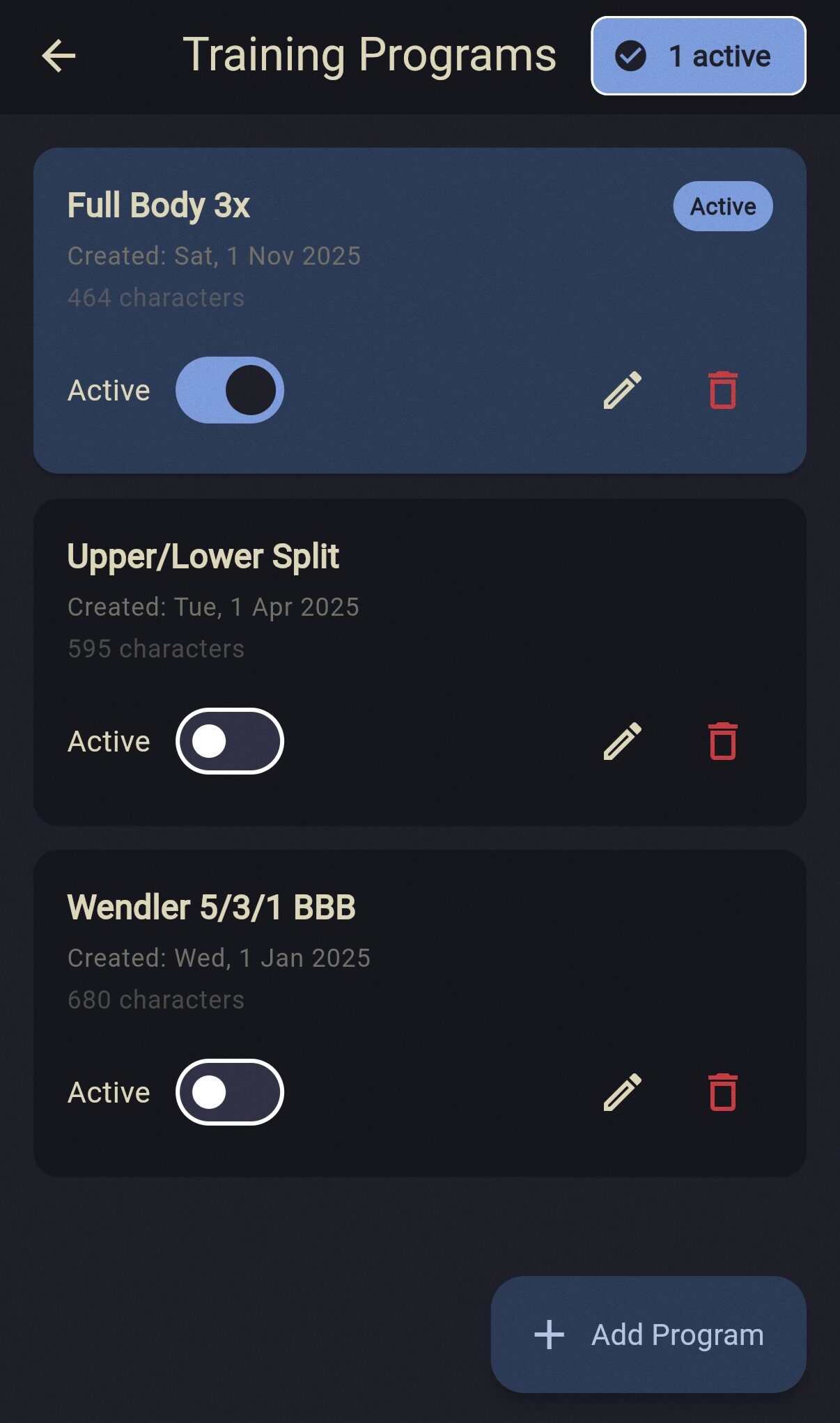 Training programs management